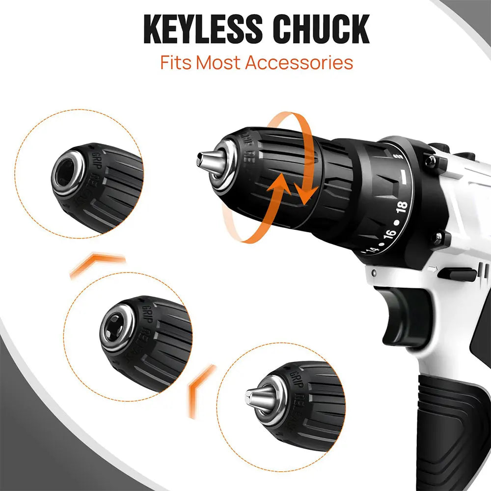 Podofo Cordless Drill Driver Kit with Battery 12V Multi-Function Electric Screwdriver Driver Tool Kit Home Repair DIY Power Tool