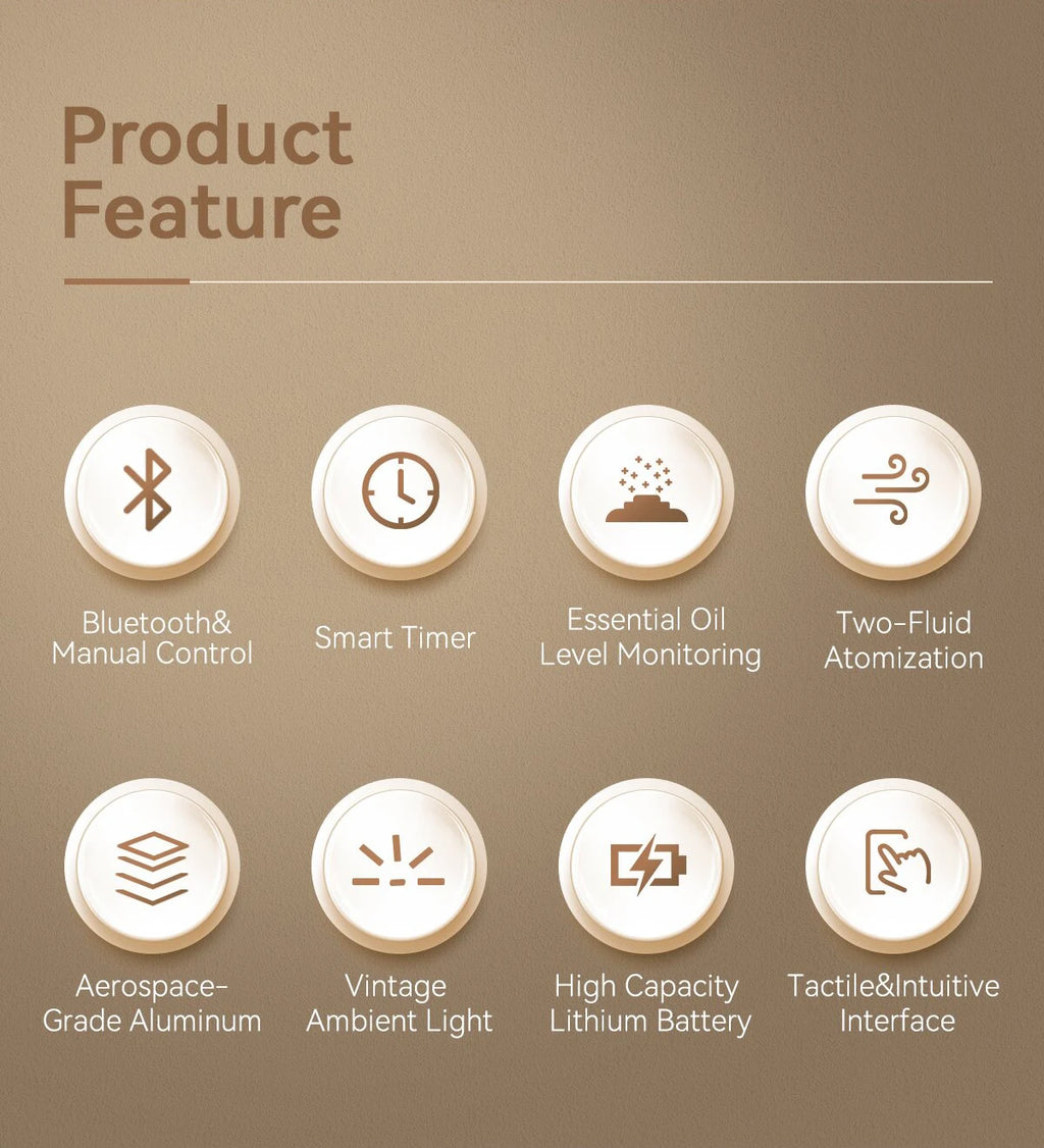 Essential Oil Diffuser Bluetooth Smart Waterless Aroma Diffuser Coverage 300m³ Electric Smell for Home Scent Machine Hotel