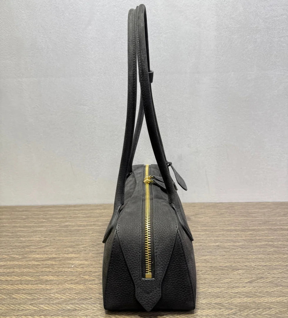 2026 high-quality genuine leather sausage bag, high-end customized high silk gloss leather handbag, women's shoulder bag