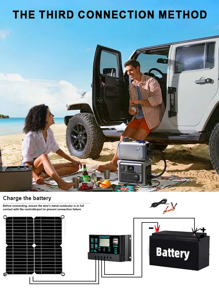 Portable Solar System Kit 15000W Peak 12V 24V To 110V 220V Inverter 3 Universal Sockets 300W Panel 100A Controller for Home RV