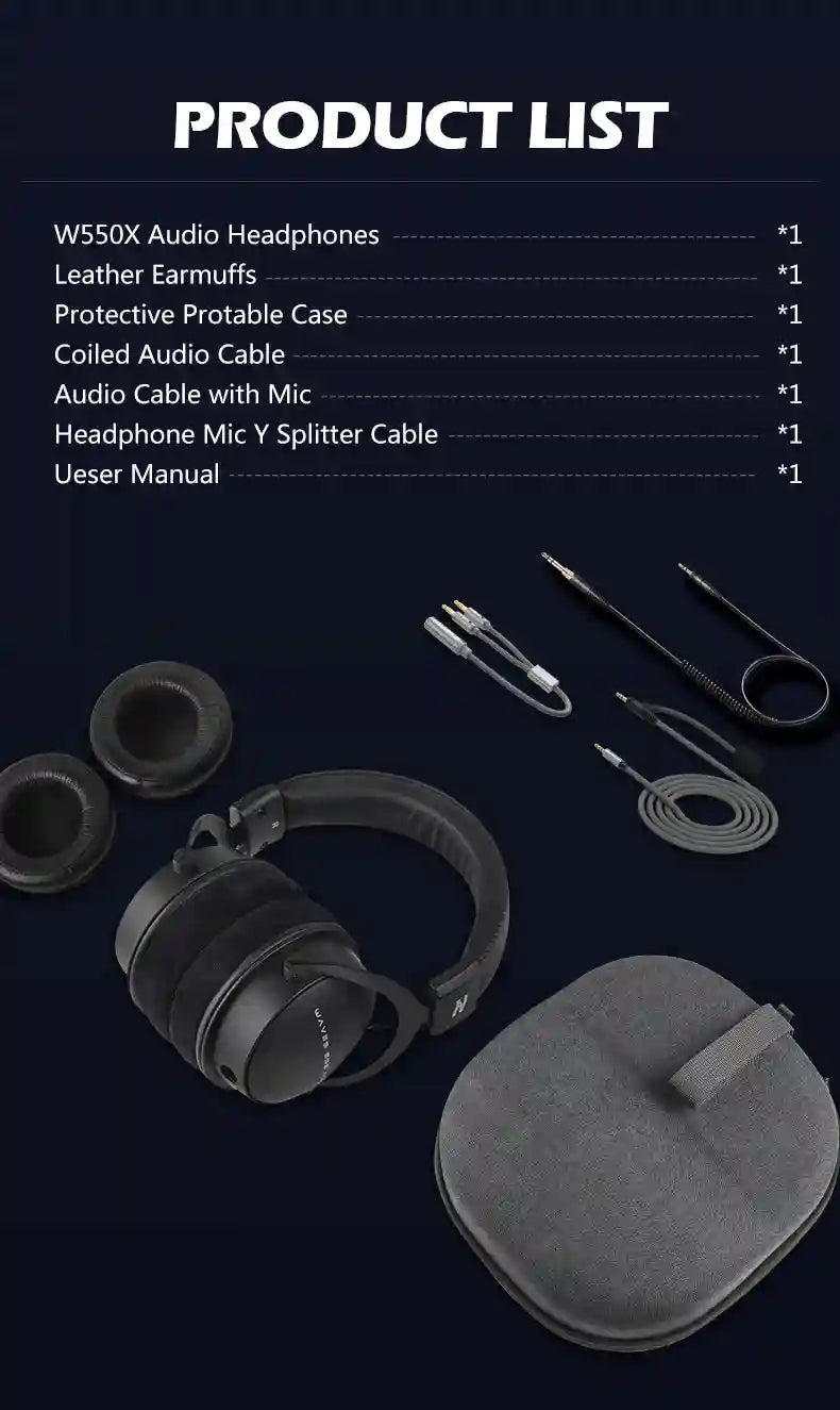 Over-Ear Studio Monitor Headphones - W550x Low Latency Audio Tidesmit