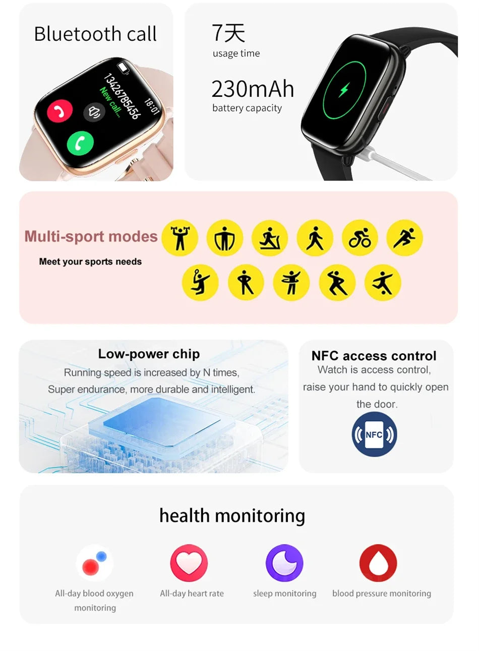 2026 New Smart Watch Full Touch Screen Bluetooth Call AI Voice Heart Rate Waterproof Watches Sports Bracelet Smartwatch Women
