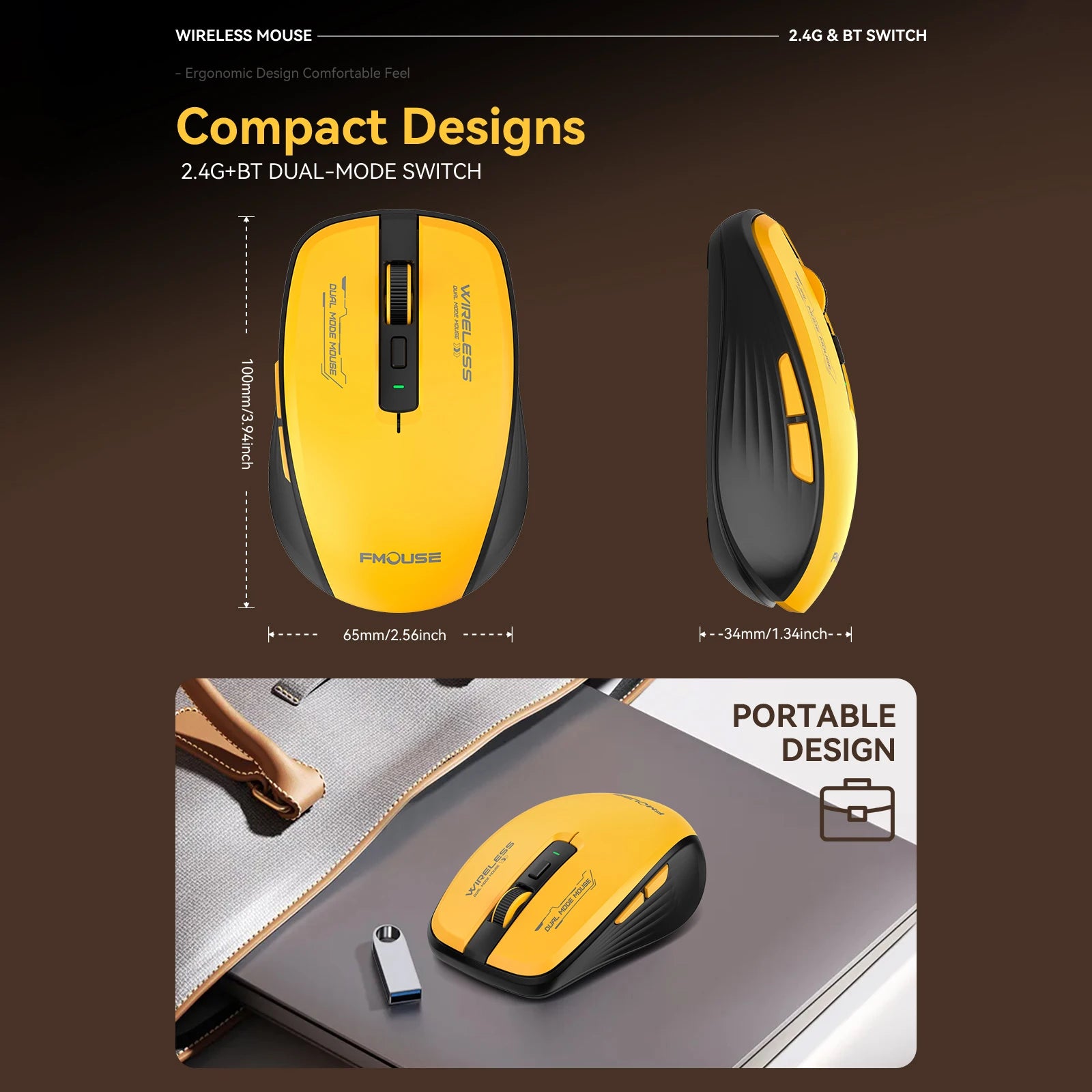 Bluetooth 5.1 and 2.4G USB Wireless Mouse Silent Adjustable 2400DPI Dual Mode Wireless Mouse for iPad for Computer Laptop Tablet