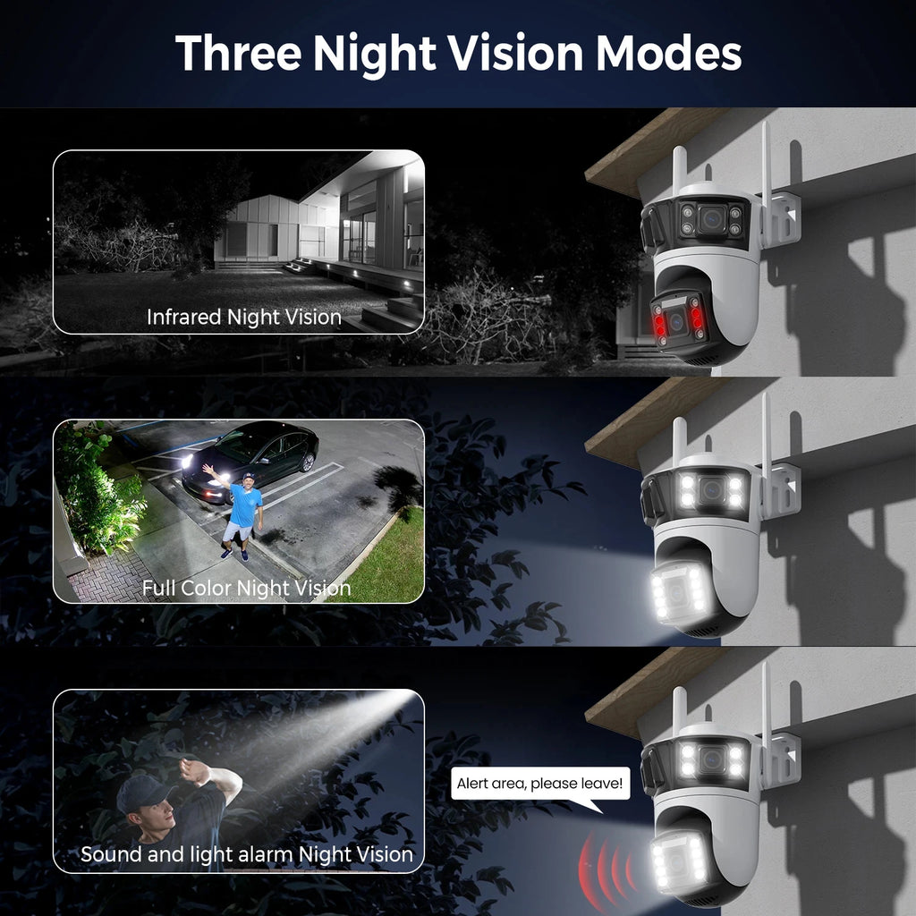 KKOREX Three Screen 6K 12MP HD WIFI IP Camera Outdoor Three Lens AI Human Detection Waterproof CCTV Video ICsee Security Camera