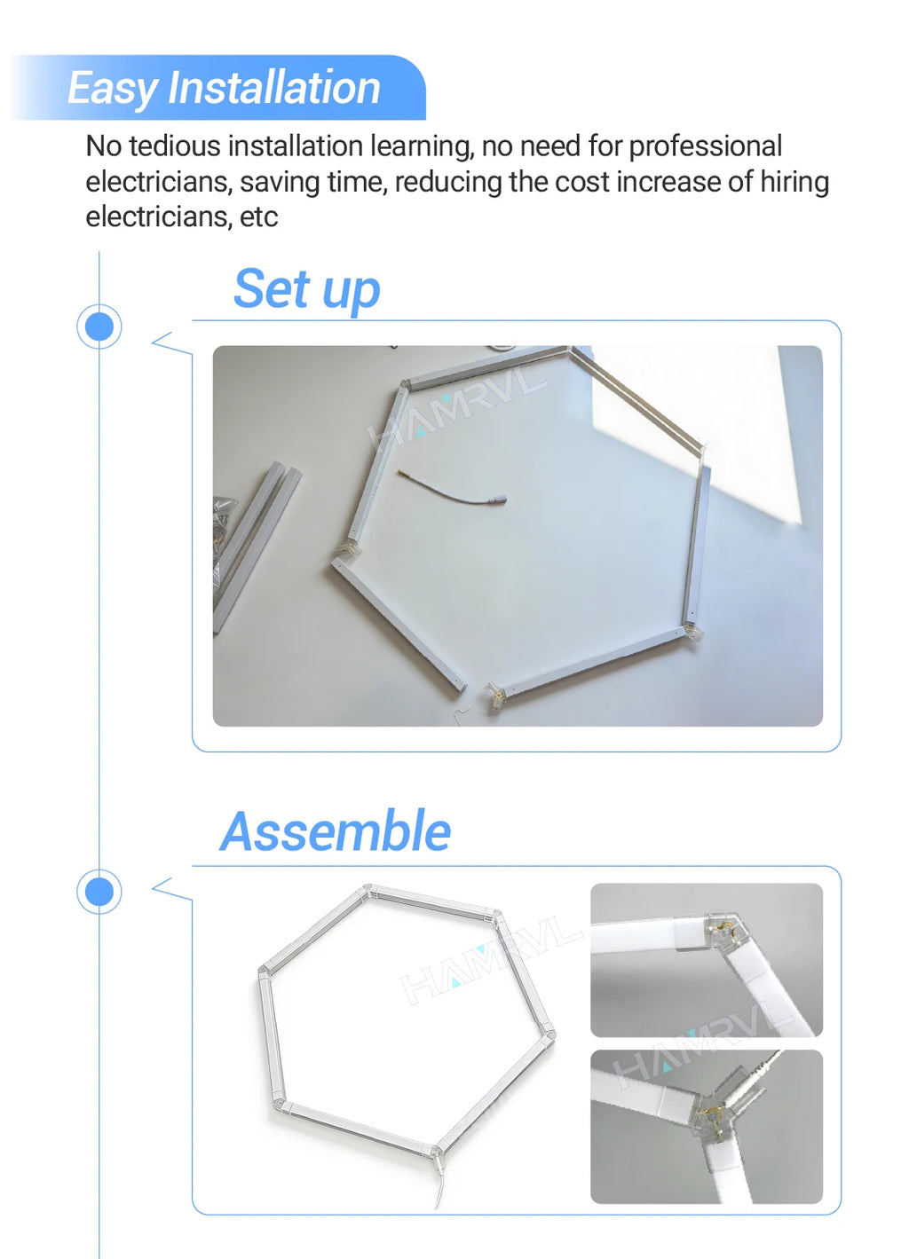 LED Rectangle Lighting 4S car showroom Barber Workshop Office Desk Ceiling Lamp Color change Dimmable Garage Hexagon Lights Gym