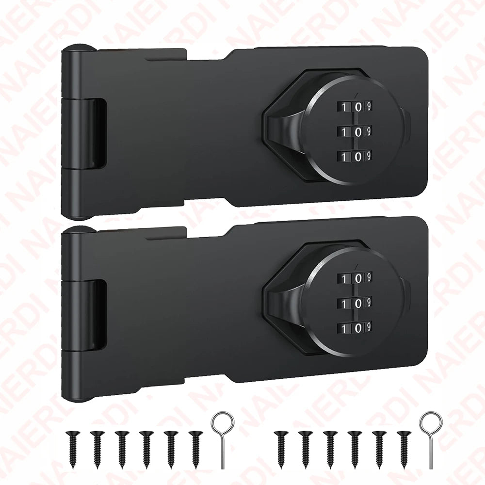 NAIERDI Household Cabinet Password Hasp Locks Zinc Alloy Security Combination Coded Drawer Door Lock for Refrigerator,Shed