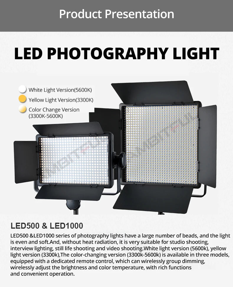 Tidesmit LED Video Light Panel - Adjustable Color Temperature Studio Lamp Tidesmit
