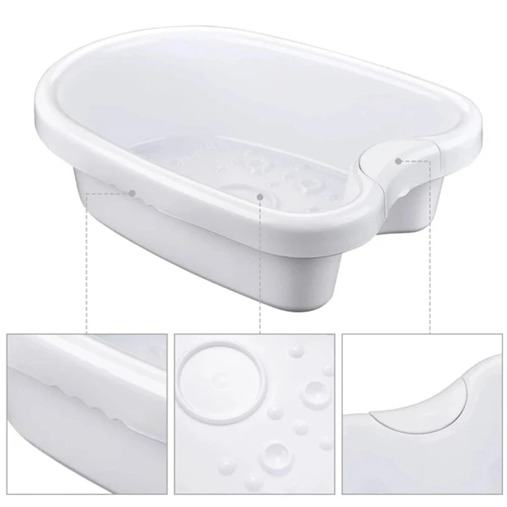 White portable detox ion foot spa bath basin with massage nodes for home health care and relaxing foot therapy.