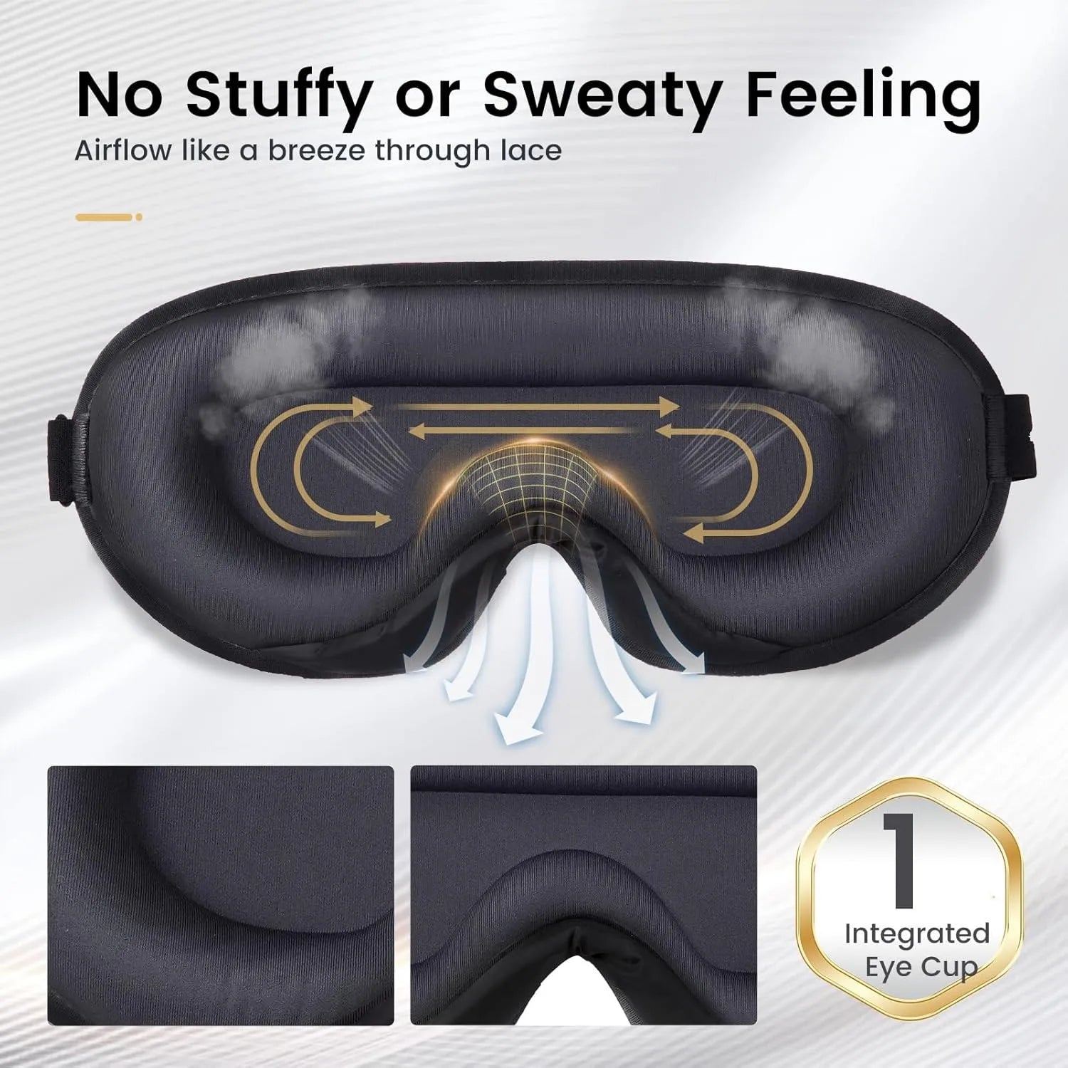 3D Sleep Mask for Men Women Soft Breathe Sleep Mask For Eyes,100% Blockout Light Eye Mask Travel Nap Rest Relax Sleeping