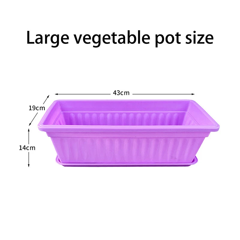 【ZYAA-1】1Set Plastic Vegetable Planters Rectangular Flowerpots For Balcony Indoor Gardening Breathable Plants Pots Garden Tools