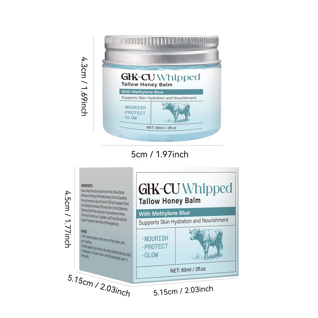 1/2/3PCS Copper Peptides GHK-Cu Beef Tallow for Skin, Blue Balm Manuka Honey & Vitamin E, Natural Face Moisturizer, Skincare