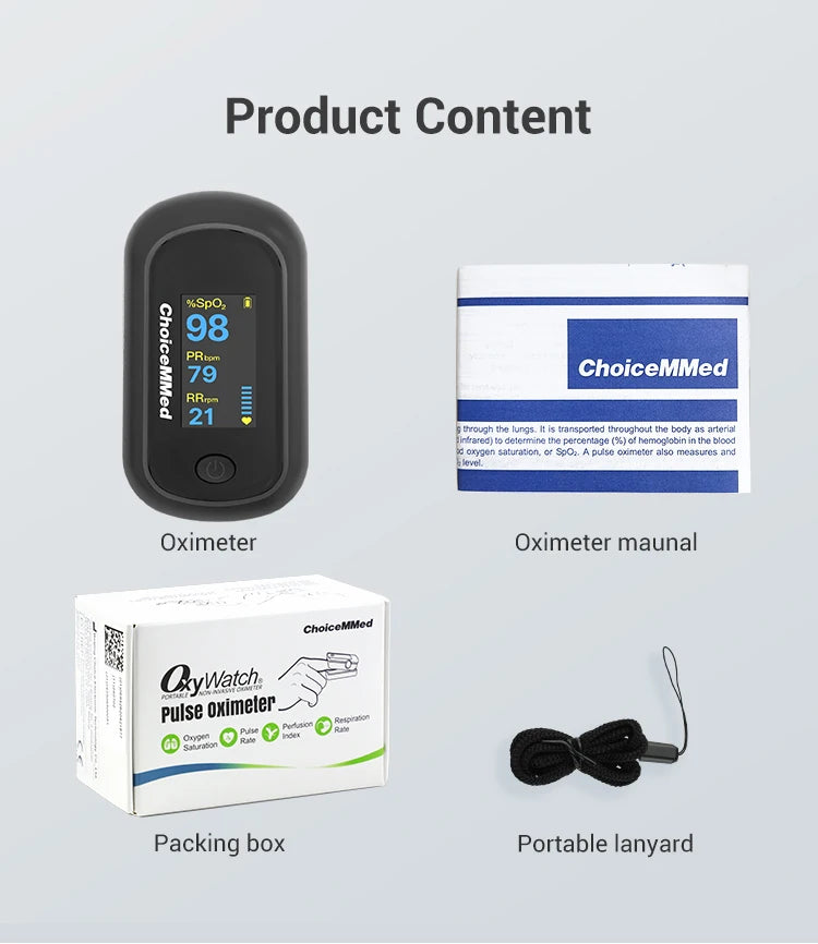 ChoiceMMed Portable Medical Finger Pulse Oximeter Blood Oxygen Saturation Meter Heart Rate SpO2 PR LCD Oximetro De Dedo Monitor