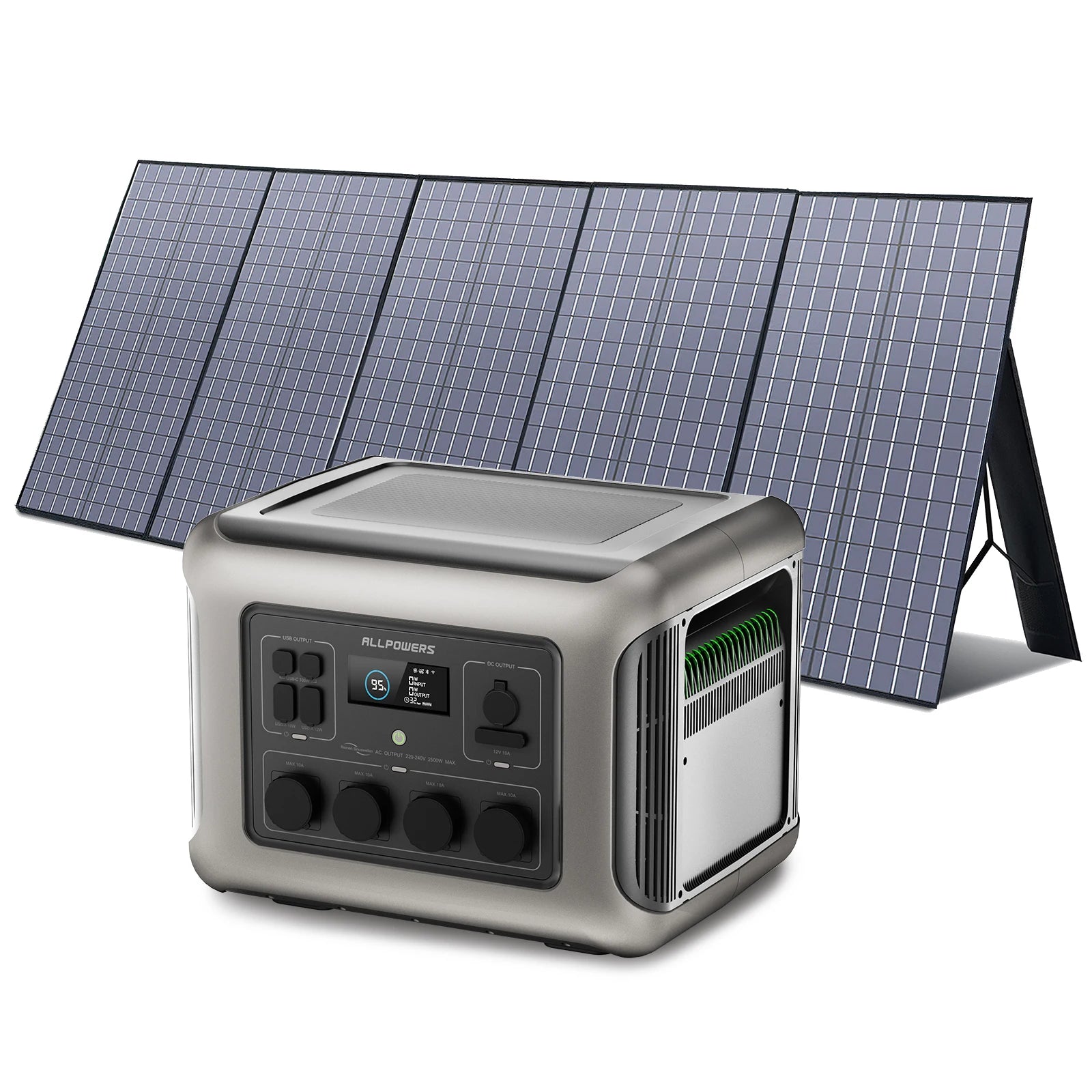 Portable Solar Power Station 2500W with 800W Foldable Solar Panel Tidesmit