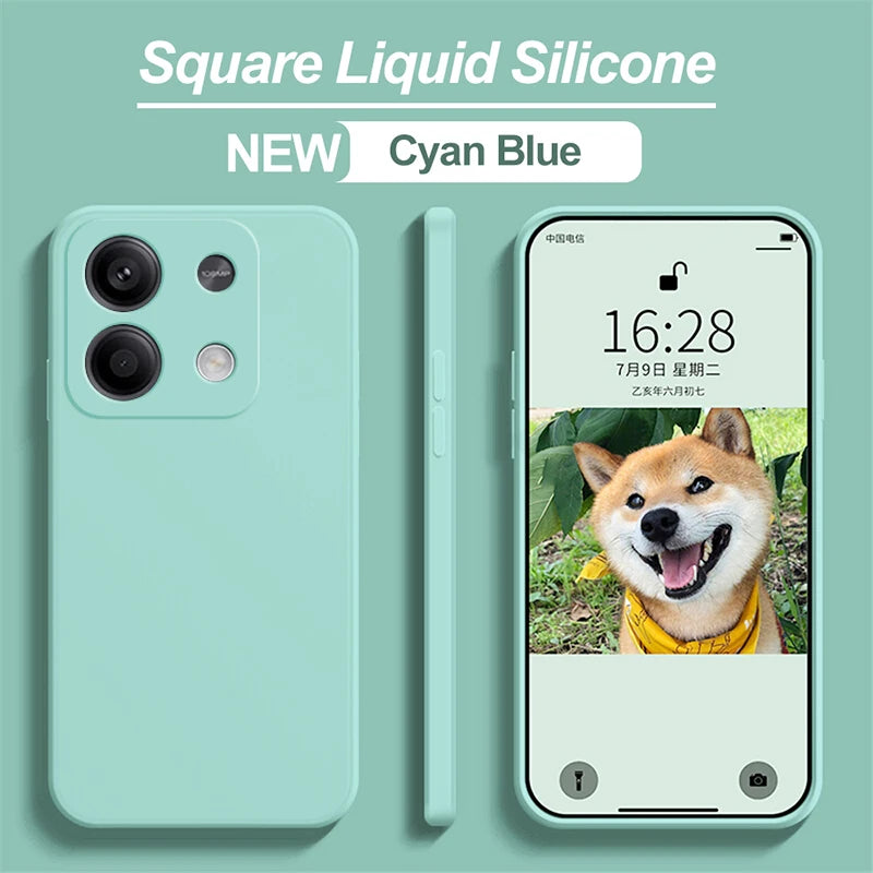 Redmi Note 13 Liquid Silicone Case - Slim Shock-Absorbing Cover Cyan blue Tidesmit