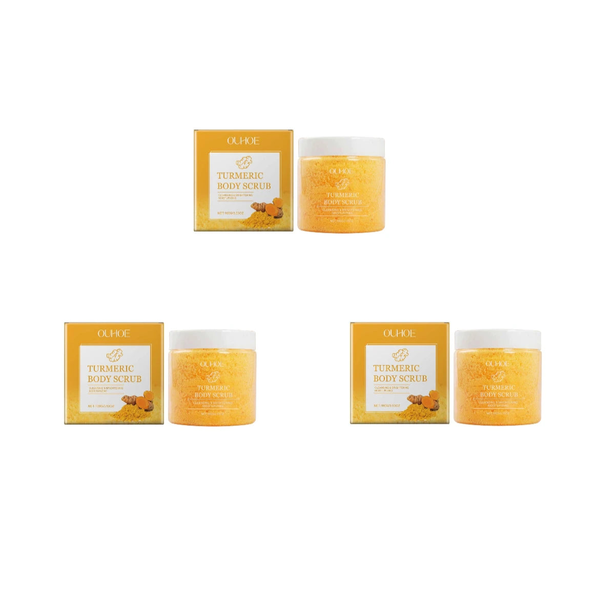 Turmeric Body Scrub for Smooth Skin - Natural Exfoliating Sea Salt 5pcs Scrubs Treatments 3pcs Tidesmit