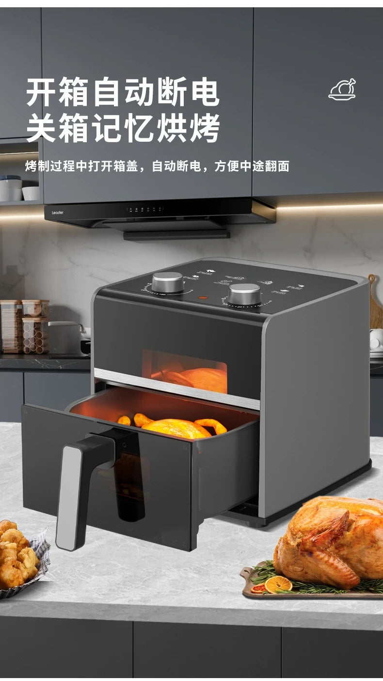 6L Large Capacity Visible Air Fryer Household Multifunctional Electric Oven White Cooking Machine For Chips Baking  Preparation