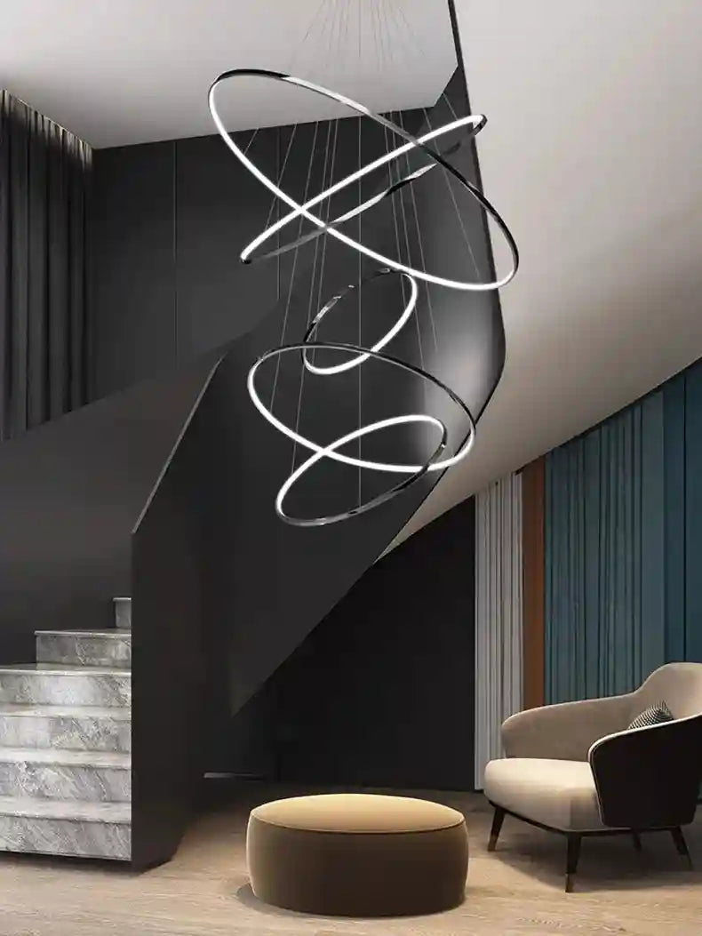 Modern LED Ring Pendant Light for Dining Room | Adjustable Black Finish Tidesmit