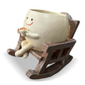 Smiling face rocking succulent planter with small cup, brown and cream pot