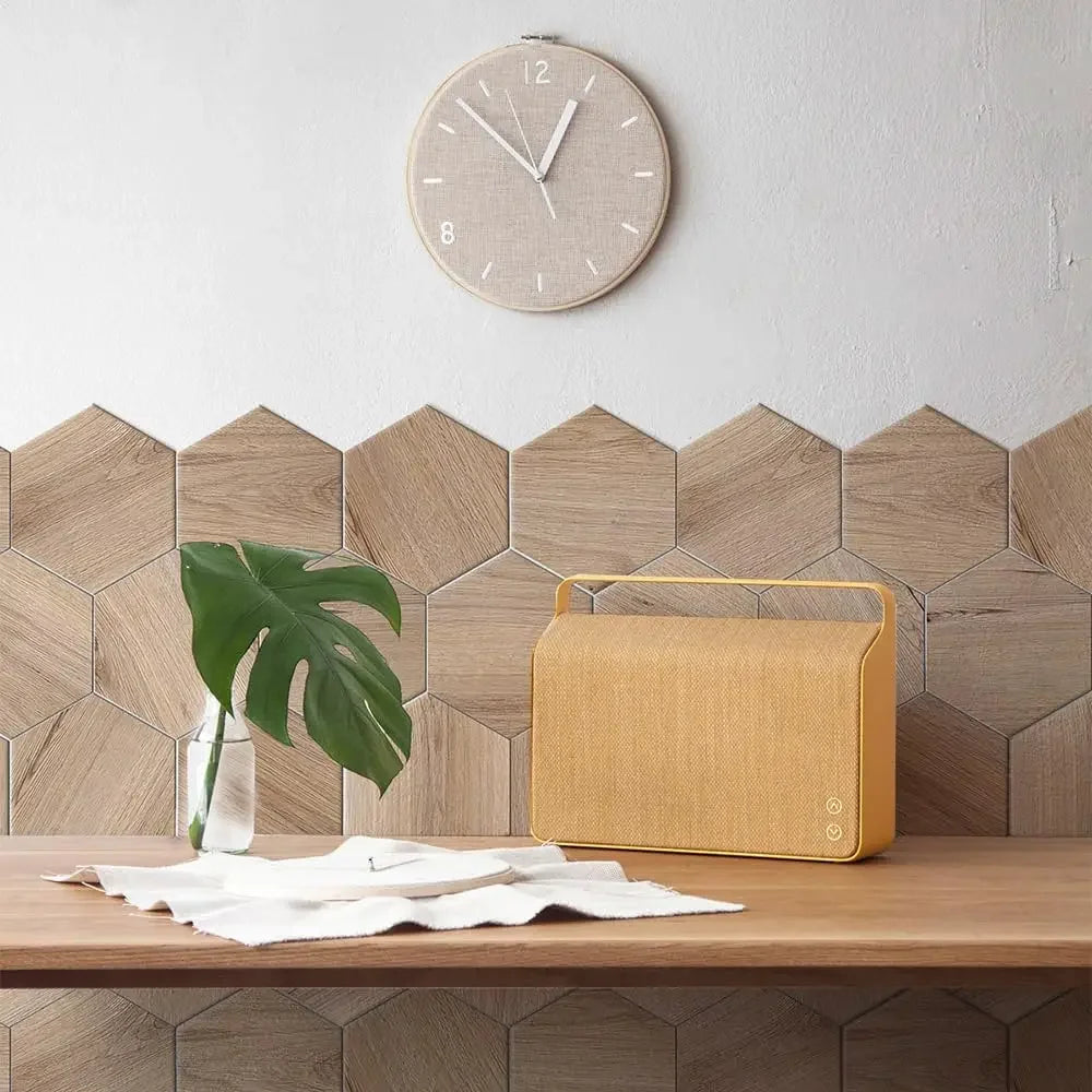 Hexagon Wood Grain Peel and Stick Floor Tiles Self Adhesive Waterproof Vinyl Wall Tile for Kitchen Bathroom Living Room Bedroom