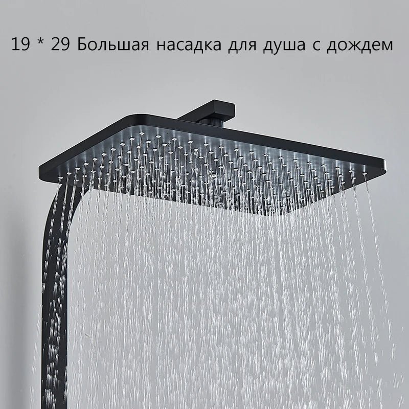 4 Ways Digital Display Shower Faucet Bathroom Thermostatic/Hot Cold Rainfall Shower Head Brass Rotate Mixers Bidet Faucet