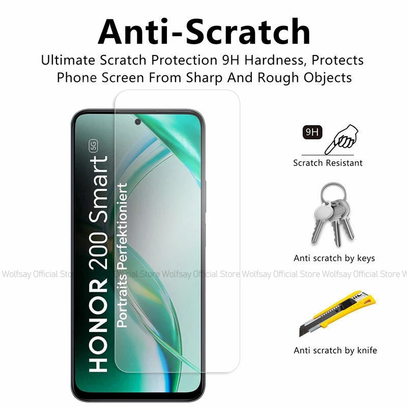 2/4PCS Screen Protector For Honor 200 Smart Tempered Glass Honor 200 Smart Full Glue Protector Phone Glass For Honor 200 Smart AE Tidesmit
