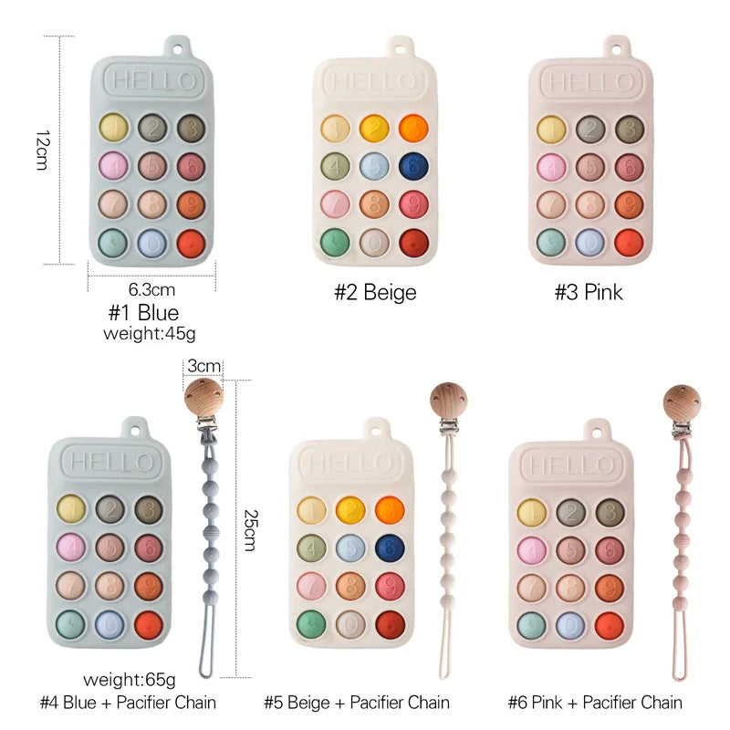 Baby Silicone Phone Teether Toy Pacifier Kids Cartoon Teething Silicone Newborn Early Dental Care Gums Molar Stick Baby Toy Gift