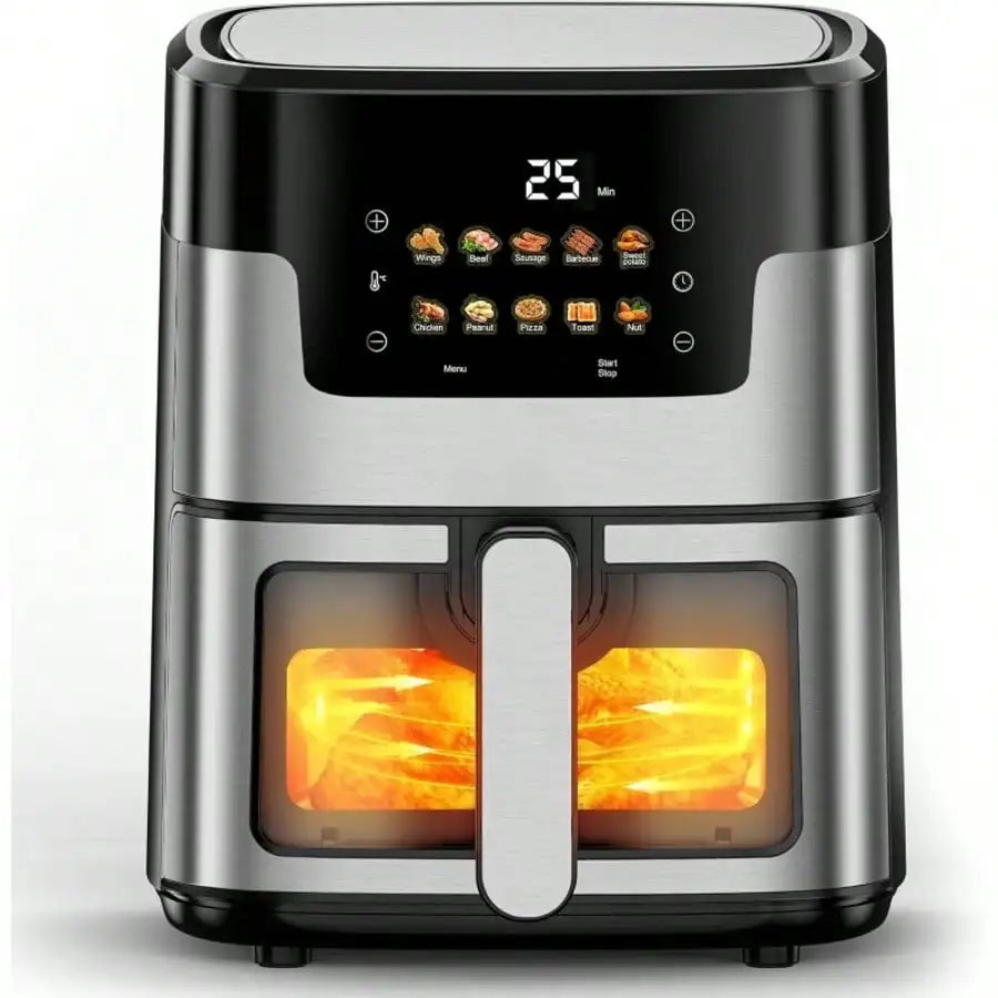 [10-In-1 Air Fryer] 10-In-1 Digital LED Touch Screen Air Fryer, 7.5QT Oilless Cooker With 10 Preset Cookings, Dishwasher- Basket & 20pcs Air Fryer Paper Liners 304 Stainless Steel  sv260115100335731594377