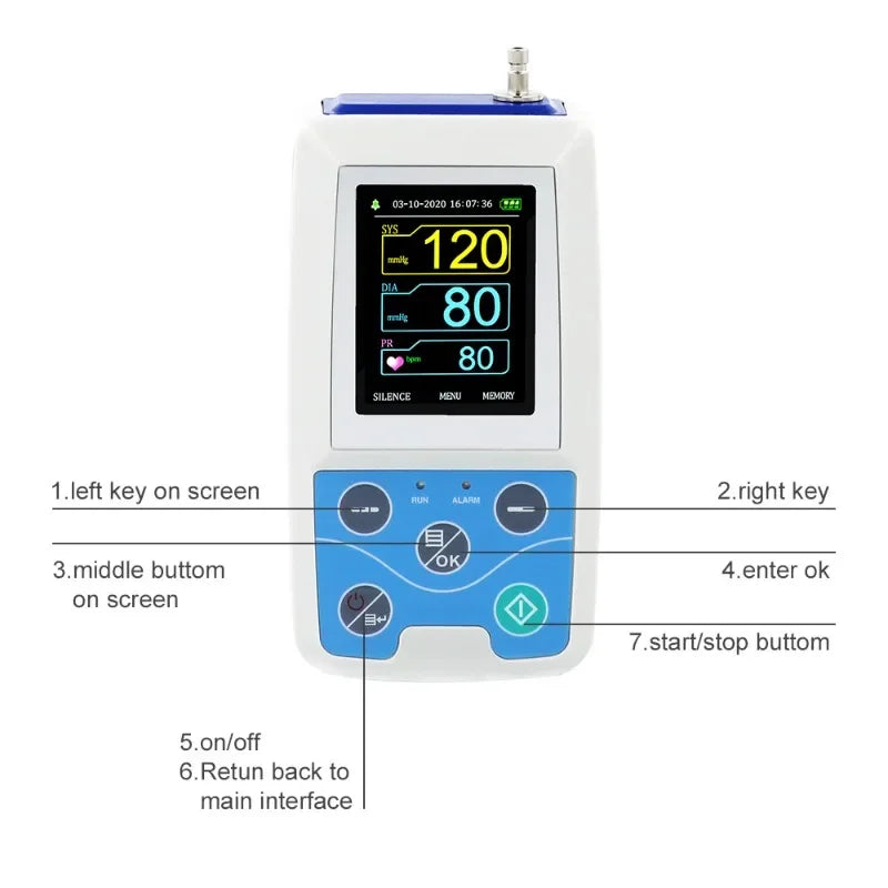 CONTEC ABPM50 24 Hours NIBP Holter Dynamic Upper Arm Digital Blood Pressure Monitor PC Software, Large Adult or Adult Cuff