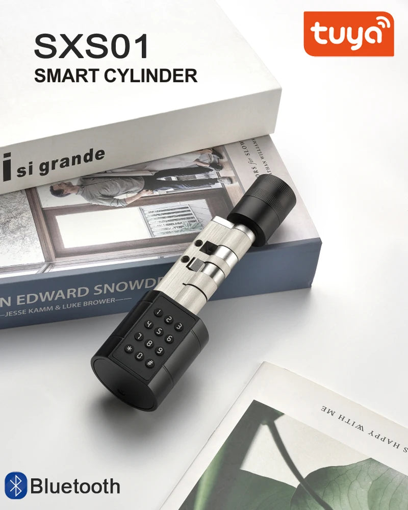 XSDTS Cylinder Electronic Smart Door Lock  Tuya APP Fingerprint Digital Keypad Key Card Remote Control Adjustable Home Apartment