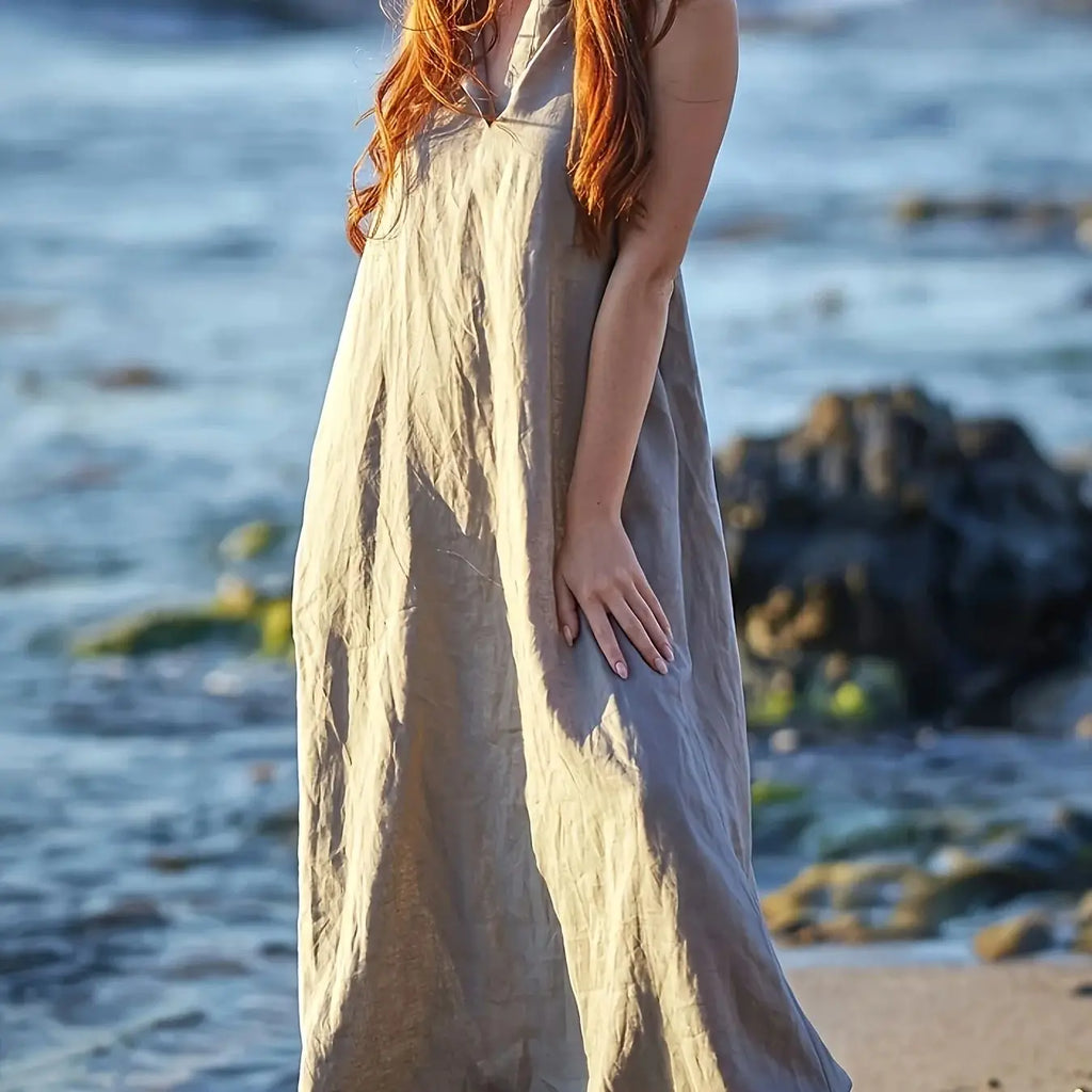 Women's Vacation Casual Hooded Pocket Maxi Dress