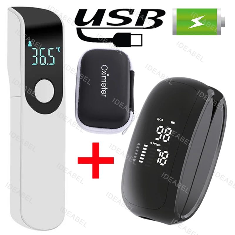 Rechargeable Fingertip Pulse Oximeter Medical Oximeter Strap Lanyard Blood Oxygen Saturation Monitor Digital LED Display Child