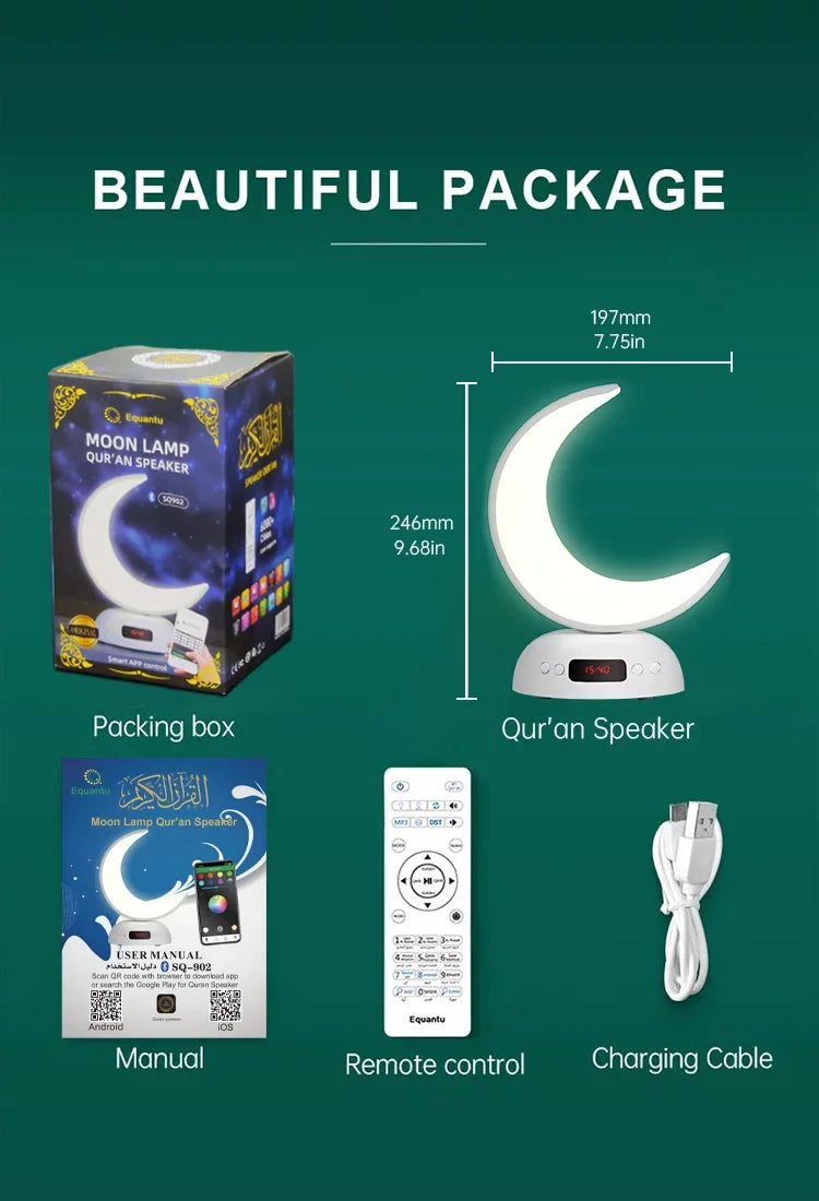 Quran Azan Clock Islam Muslim Arabic Koran Bright Bluetooth Speaker Portable Night Light Lamp Holy Wireless Ramadan Islamic Arab