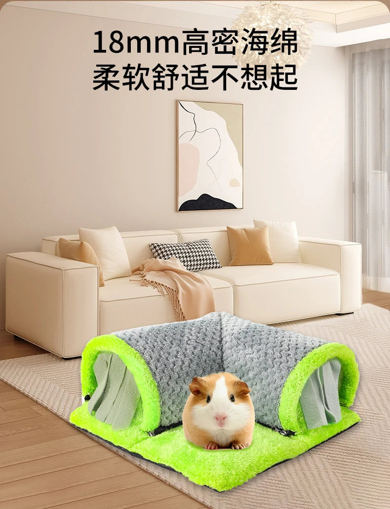 Warm Guinea Pig Hideout Tunnel Bed, Soft Removable Guinea Pig Tunnels And Tubes for Cage, Guinea Pig Hides Fleece For Rat, Sturd