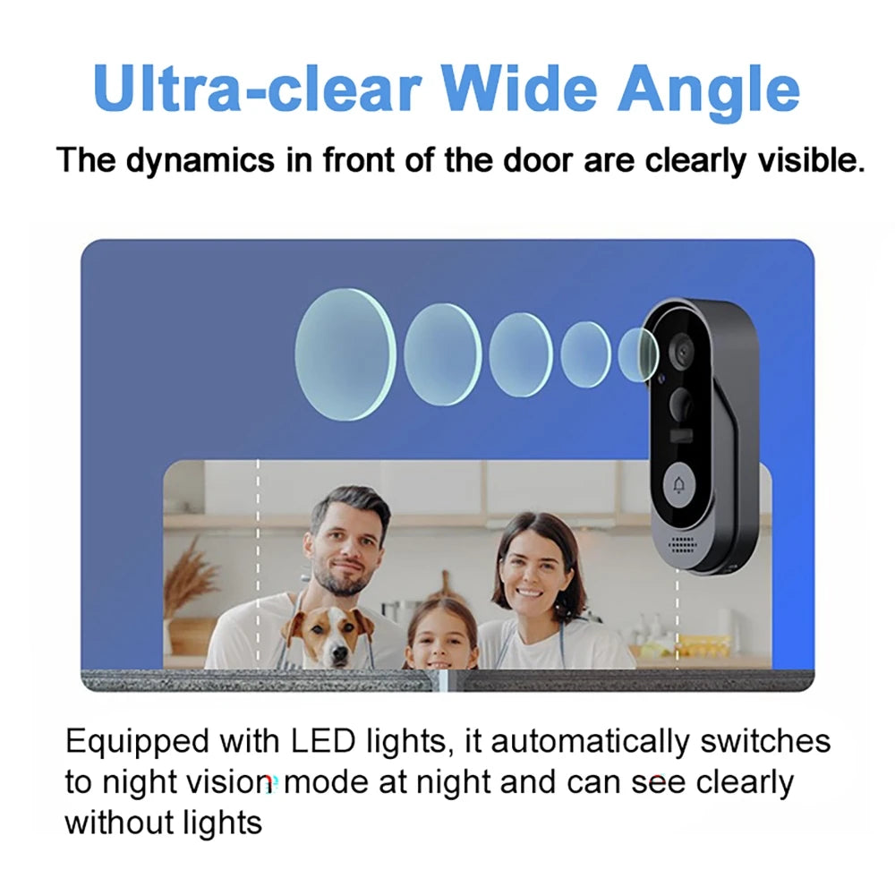 Wireless Smart Doorbell with Video Intercom WIFI App Remote Control High Definition Night Vision Surveillance Video Monitor
