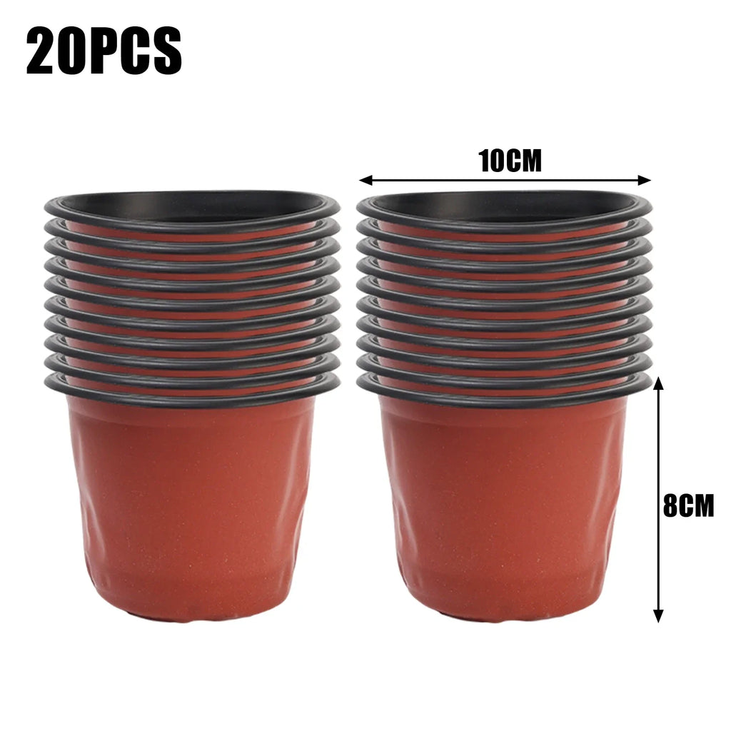 100-20PCS Plastic Nursery Pots With Holes Garden Succulents Cuttings Transplanting Pot Reusable Seedling Flower Plant Containers