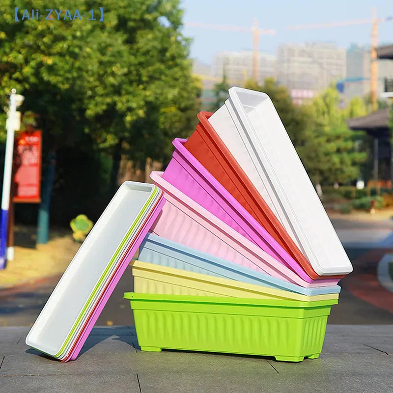 【ZYAA-1】1Set Plastic Vegetable Planters Rectangular Flowerpots For Balcony Indoor Gardening Breathable Plants Pots Garden Tools