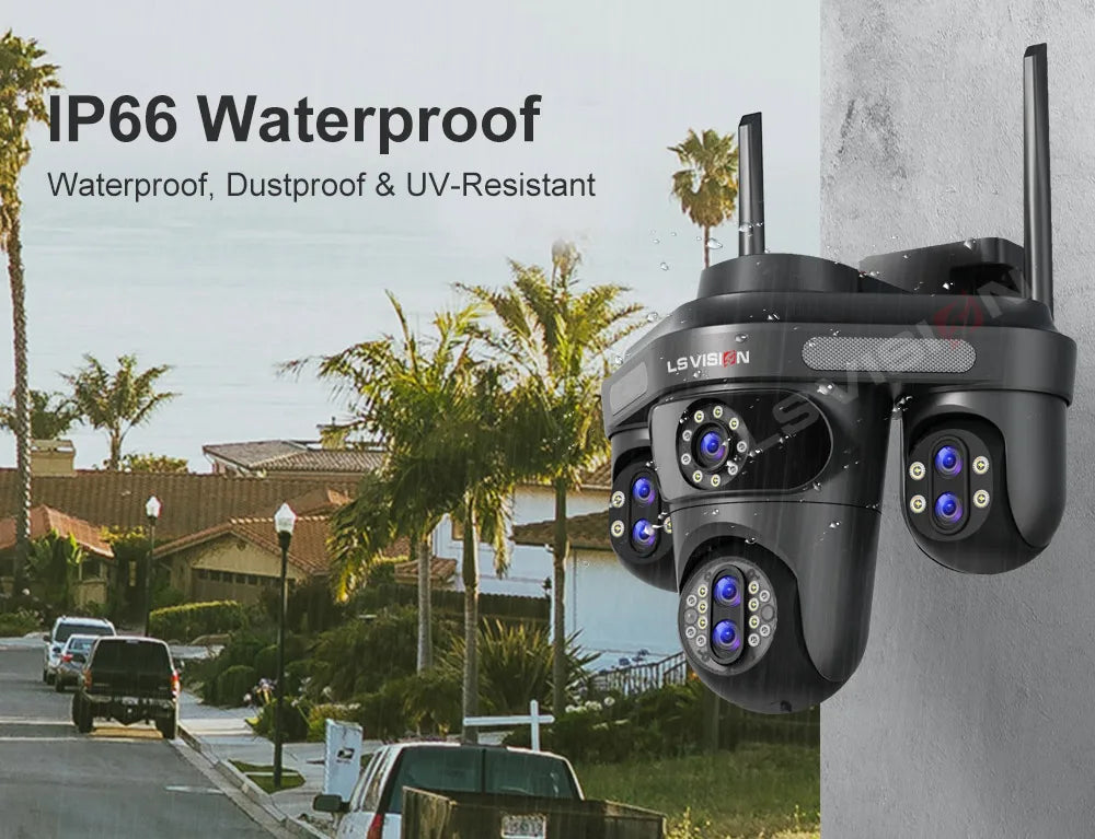 LS VISION 35MP WiFi IP Camera 7 Lens 10X Zoom Outdoor 3PTZ 360° Surveillance Security Camera Smart Home Ai Tracking CCTV Cam