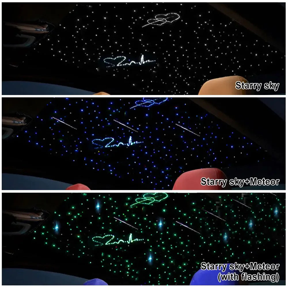 1200PCS Twinkle Starlight Headliner DIY Kit – Fiber Optic Car Ceiling Lights with Meteor Effect, RGBW Modes, Bluetooth Control