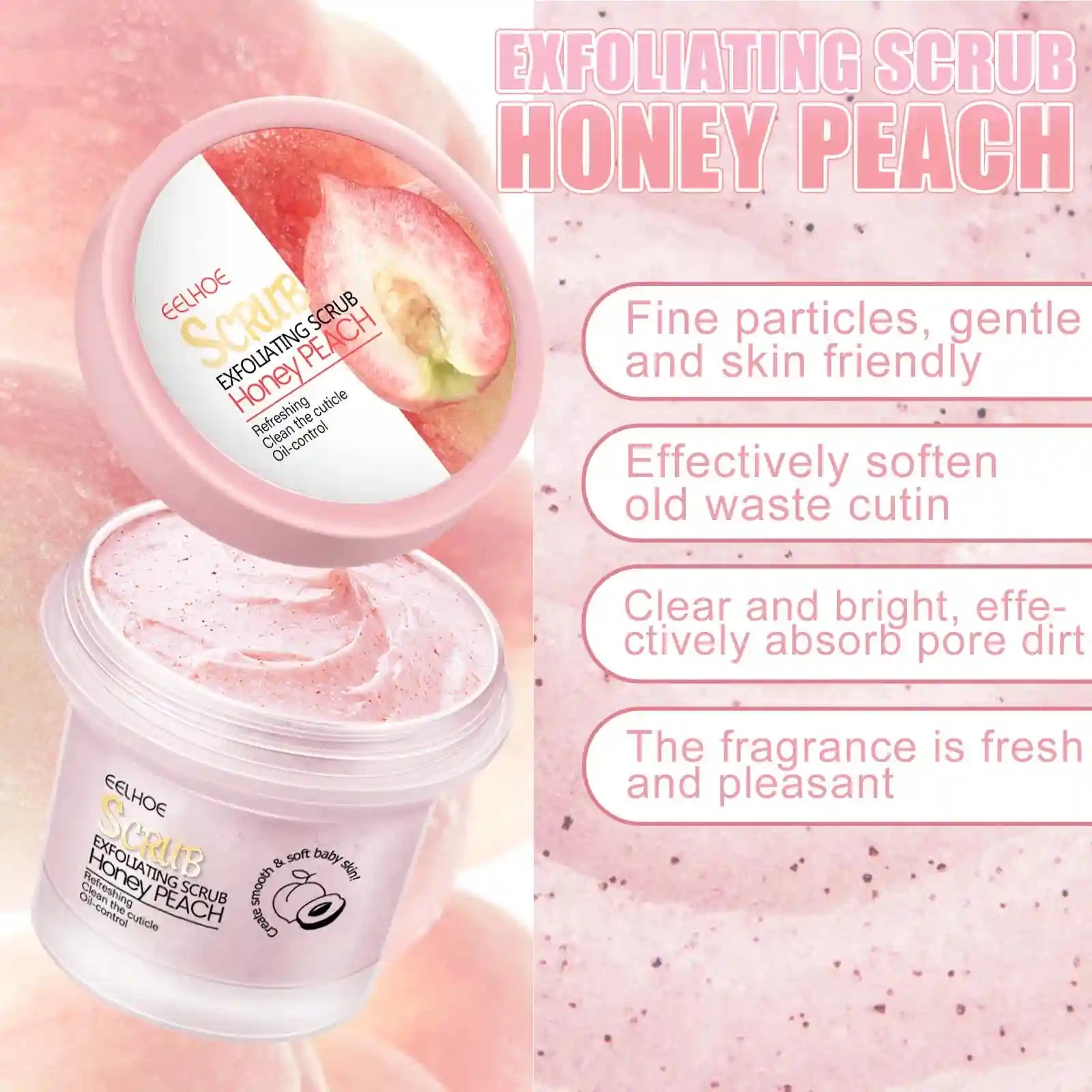 Peach Exfoliating Body Scrub – Natural Gel Polish 100g Scrubs Treatments Tidesmit