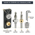 Aluminum Profile Positioning Punching Locator 20/30/40 Series Profile Universal Drilling Jig Set with M6 and M8 Step Drill Bits