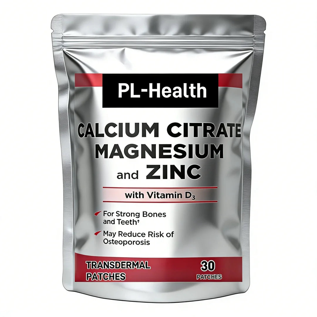 30 Patches Calcium Citrate Magnesium and Zinc With Vitamin D3 Promotes Strong Bones & Teeth, Support Nerve & Muscle Function
