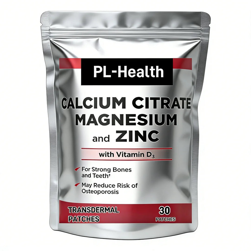 30 Patches Calcium Citrate Magnesium and Zinc With Vitamin D3 Promotes Strong Bones & Teeth, Support Nerve & Muscle Function