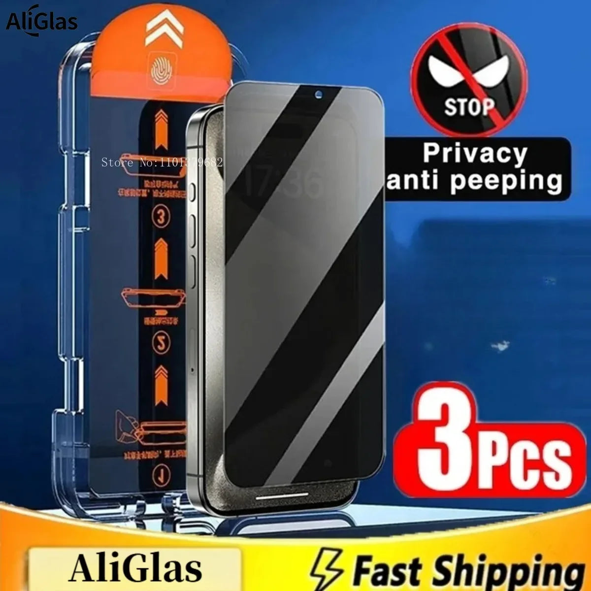 Privacy Screen Protector for iPhone 16 - Anti-Spy Tempered Glass 3 Pack 3 Pieces Anti Peeping Tidesmit