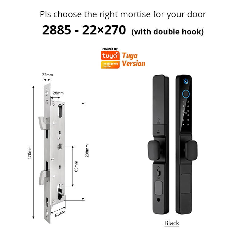 Smart Lock with Camera Door Viewer Waterproof IP66 Tuya WiFi Fingerprint Password Sliding RFID Card Sliding Electronic Door Lock