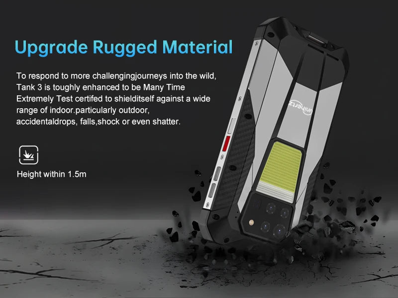 Unihertz 8849 Tank 3 by Smartphone 5G 32GB+512GB  200MP 120Hz 23800mAh 120W Charger Cell Phone Dimensity 8200 Mobile Phone - Tidesmit