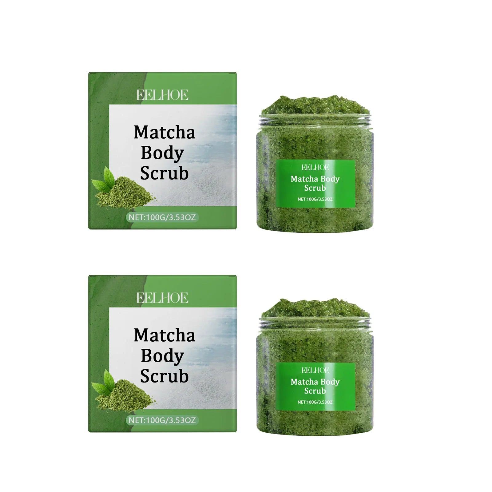 Matcha Sea Salt Body Scrub - Natural Exfoliant for Smooth Skin Scrubs Treatments 2 x 100g Boxed Tidesmit