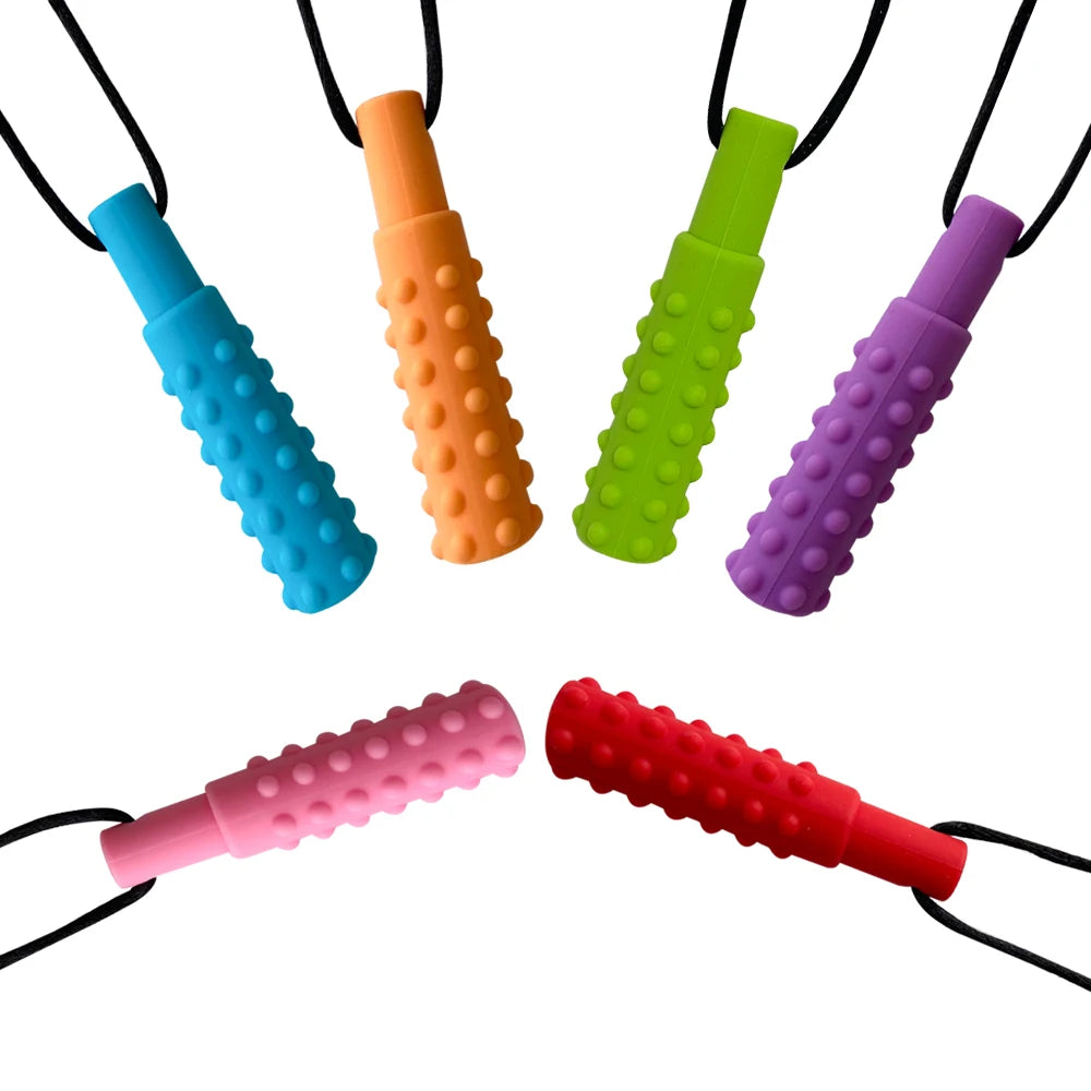 10pcs Baby Silicone Teether Kids Chew Necklace Sensory Chewy Pendant Oral Motor Toys Therapy Tools for Autism Children's Goods