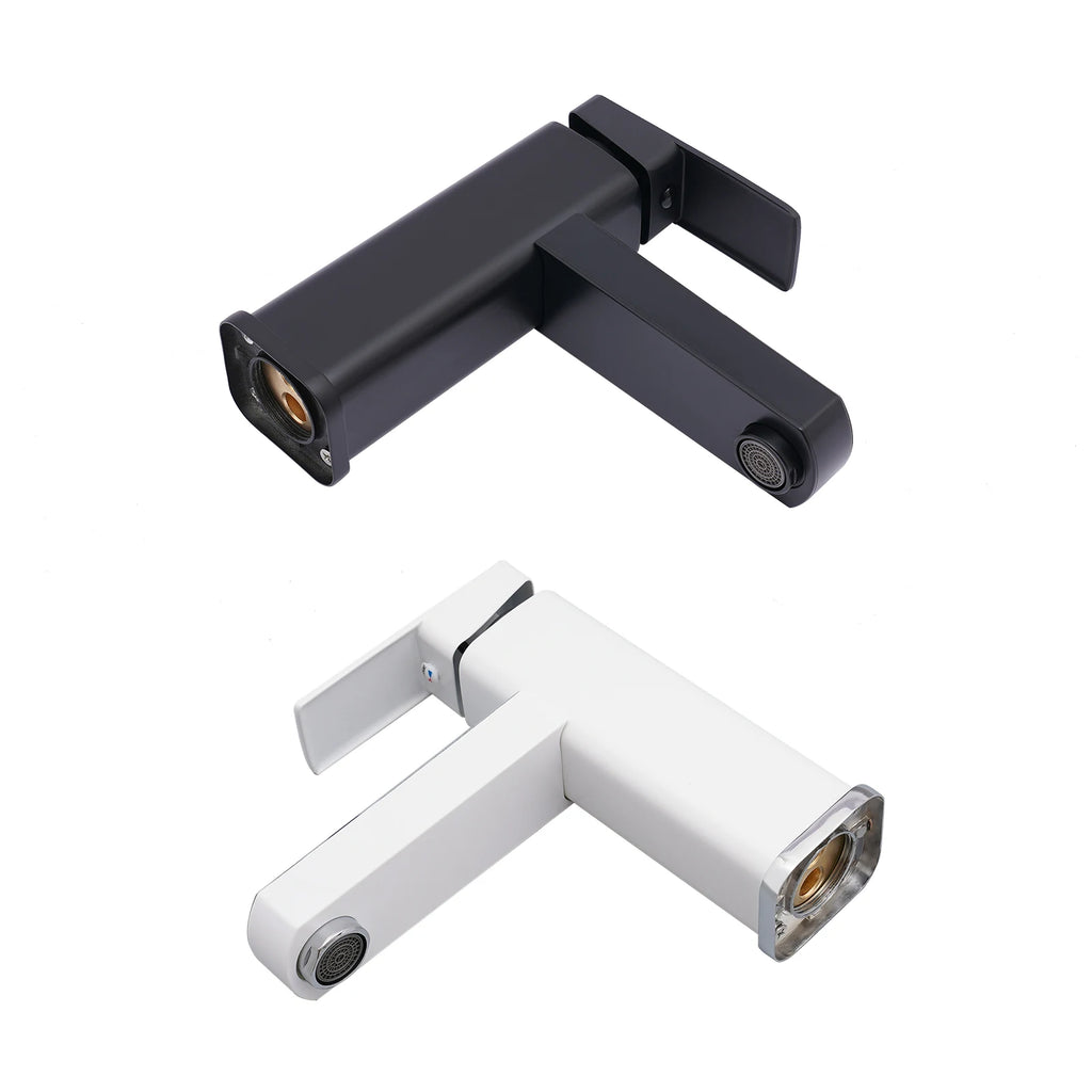 Black/White LED's Smart 0-99°C Temperature Digital Display Faucet 10.5*17.5cm G1/2" Deck Mount Basin Faucet