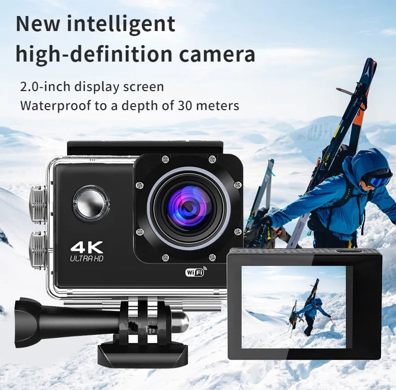 2.0" Action Camera Ultra HD 4K 30FPS WiFi Underwater Cameras Waterproof Helmet Bicycle Video Recording Cameras Outdoor Sport Cam