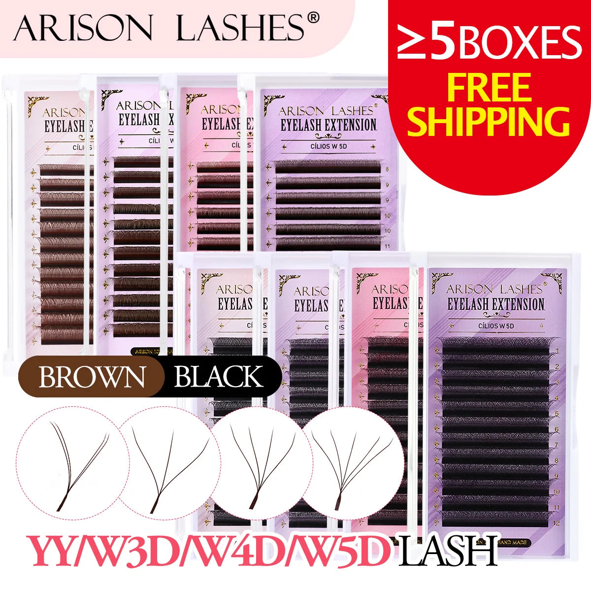 W Shape 7D Volume False Eyelashes 0.07mm D Curl - Soft Faux Lashes False Eyelashes Tidesmit